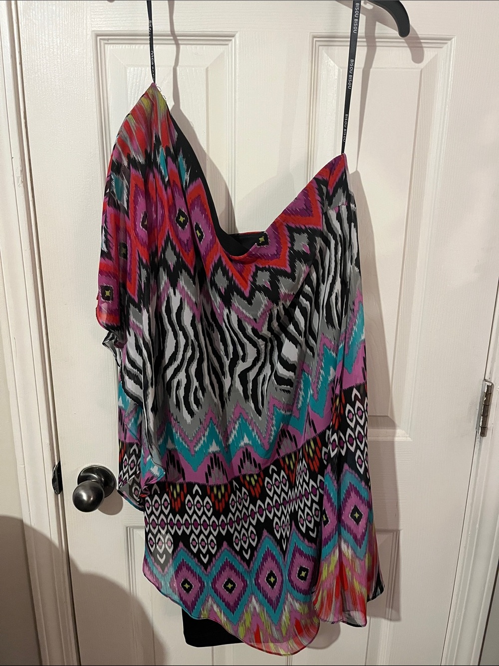 Bisou Bisou One-Shoulder Multi-Color Patterned Camisole